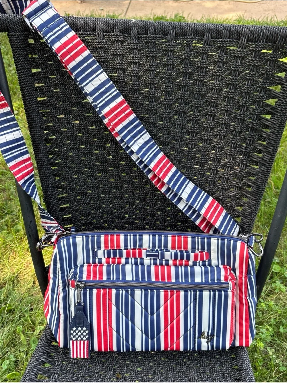 lug stretch LE Striped Crossbody Bag in Red, White & Blue NWOT unused purse USA